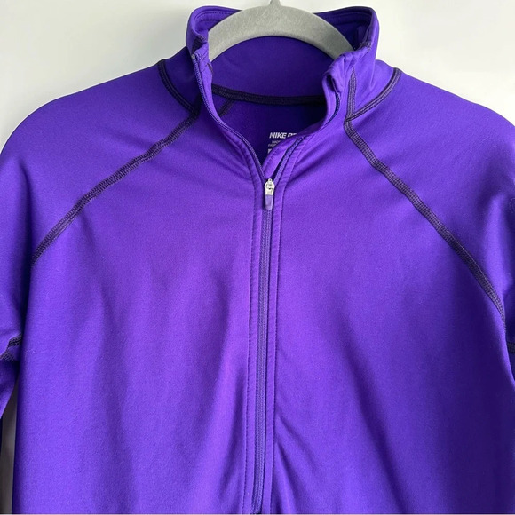 Nike Pro Dri-Fit Purple 1/2 Zip Pullover Size Medium Women’s Thumb Hole Athletic - Picture 2 of 9